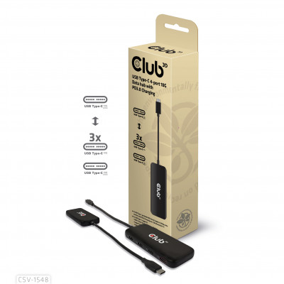 CSV-1548 hub de interfaz USB 3.2 Gen 1 (3.1 Gen 1) Type-C Negro