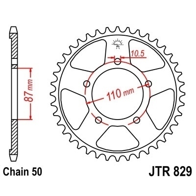 Corona templada por inducción con acabado cincado negro JT SPROCKETS JTR829.45ZBK