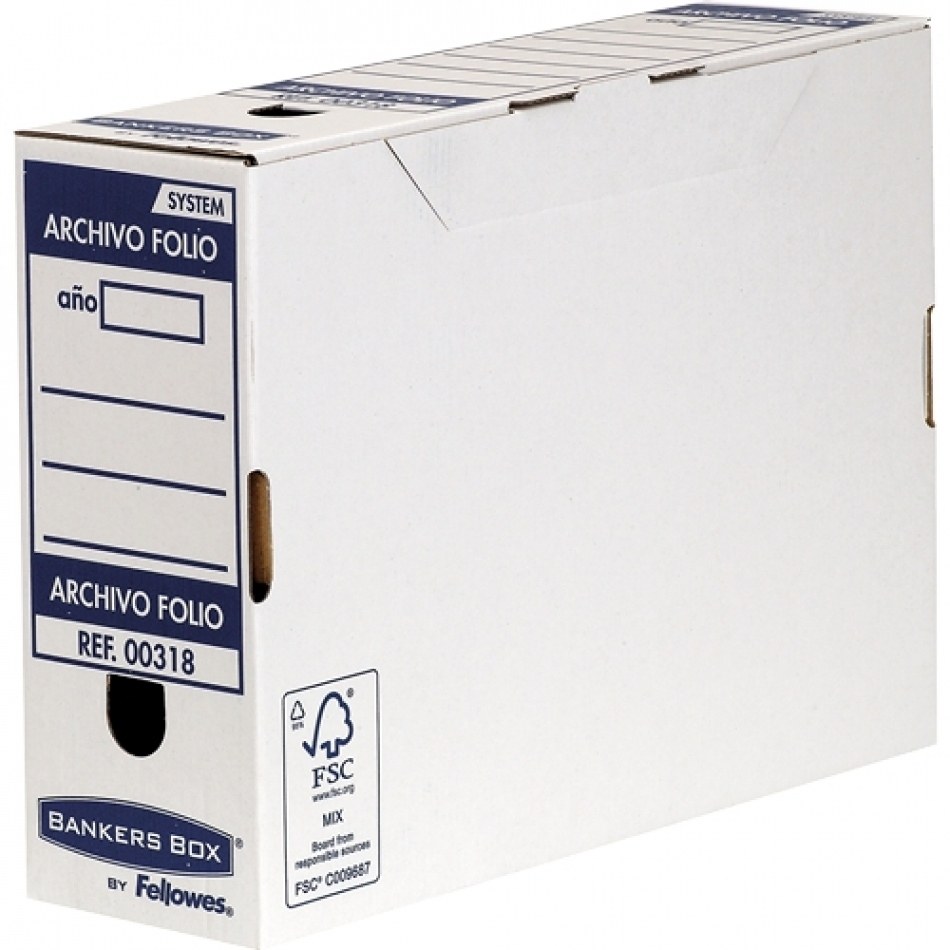 Fellowes Bankers Box Caja de Archivo Automatico 100mm Folio - Montaje Automatico Fastfold - Carton Reciclado Certificacion FSC