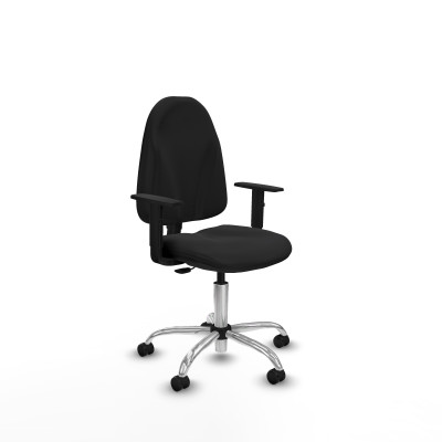 Algarra CP similpiel negro brazos 1D base cromada ruedas engomadas 50mm