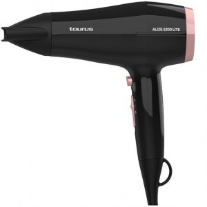 Secador de pelo Taurus ALIZE 2200 LITE, 2200W, 3 velocidades, 2 temperaturas, negro y rosa
