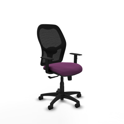 Alocén sincro malla negra similpiel morado brazos 1D base poliamida ruedas nailon 50mm