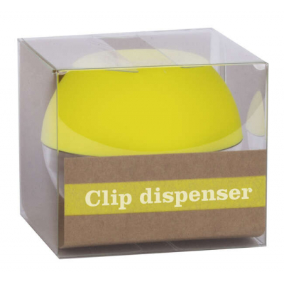 Apli Fluor Collection Dispensador de Clips - Ø 70x60 mm - Tapa Magnetica Soft Touch - Incluye 50 Clips Amarillo Fluorescente 28 mm