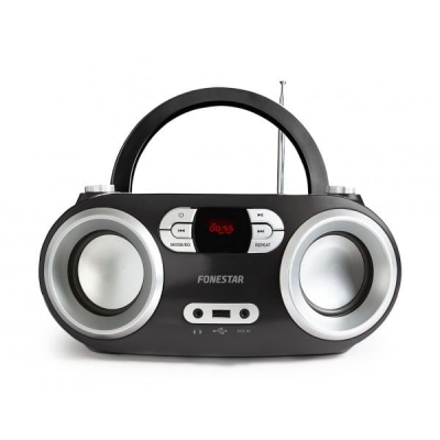 Radio CD Fonestar BOOM-100N - Bluetooth 4.0 | Potencia 2x2W | FM | Reproductor USB/MP3 | AUX-IN | Salida de auriculares | Alimentación por red/4xLR14-C | Color negro