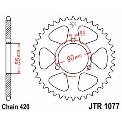 Corona JT SPROCKETS acero estándar 1077 - Paso 420 JTR1077.47