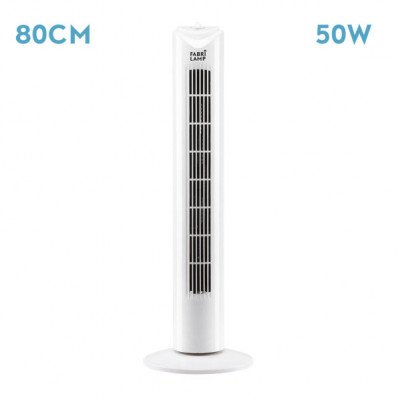 Ventilador De Torre Tero Blanco 3 Vel 50w Oscilante Temporizador 80x25x25 Cm