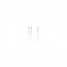 Cable adaptador nanocable audio Jack 3.5 hembra de 4 pines a 2 Jack 3.5 macho de 3 pines blanco 10.24.1203
