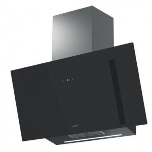 Campana decorativa de pared inclinada Cata THALASSA PRO 90 GBK, vertical, perimetral, 90 cm, 842 m3/h, clase A+++, 6 velocidades, 69dB, Touch Control, ref. 02139407, cristal negro