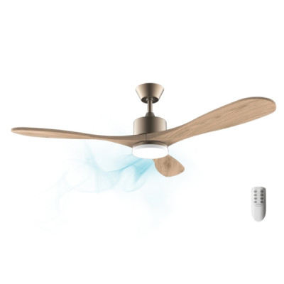 Cecotec EnergySilence Aero 5290 Golden Pro Ventilador de Techo con 3 Aspas y Luz - 50W - Diametro de 52 - LED Regulable - Ajustable en Altura - 5 Velocidades - Temporizador Regulable - Acero Inoxidab