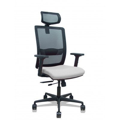 Silla Haches traslack malla negra asiento bali gris claro brazos 2D ruedas 65mm cabecero regulable