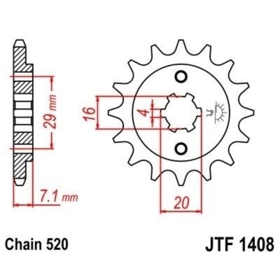 Piñon JT 1408 de acero con 15 dientes JTF1408.15