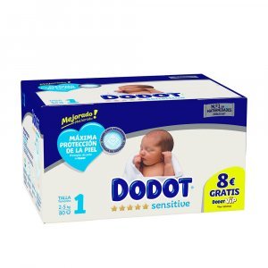 DODOT SENSITIVE RN talla 1 pañales 2-5 kg 80 u