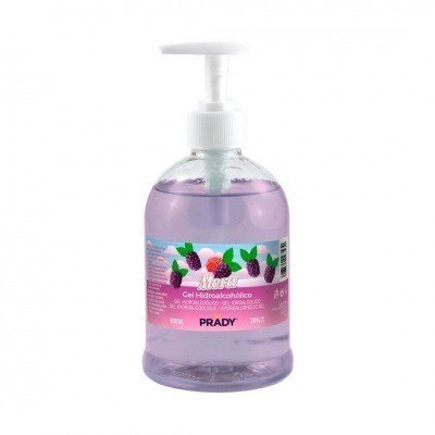 Prady Gel Hidroalcoholico Higienizante 500ml - Aroma de Mora - Dosificador - Alcohol 70%