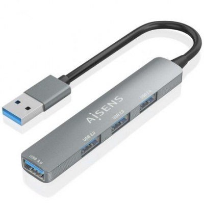 Hub USB 3.0 Aisens A106-0859/ 4xUSB/ Gris