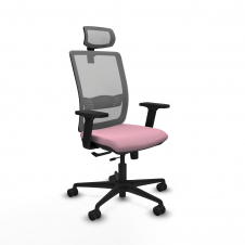 Piqueras y Crespo Haches traslack malla gris bali rosa brazos 2D base nailon cabecero malla 2D ruedas 65mm nailon