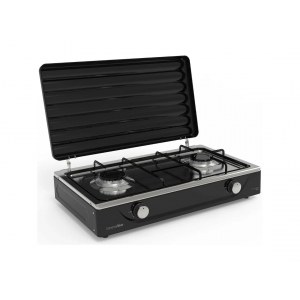 Hornillo Universal Blue 7012 2F negro BASE inox con tapa