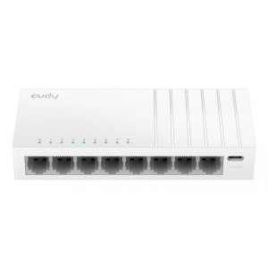 Cudy Switch 8 Puertos RJ45 - Alimentacion por USB-C - Capacidad Conmutacion 16Gbps - Indicadores LED - 138x61.5x24mm - Color Bla