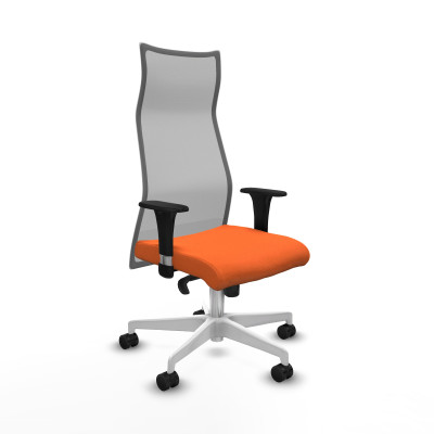 Albacete malla sincro malla gris bali naranja brazos 1D base blanca ruedas 65 mm nailon