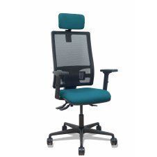 Piqueras y Crespo Silla Bormate asincro malla negra asiento bali verde petróleo brazos 2D ruedas 65mm cabecero regulable