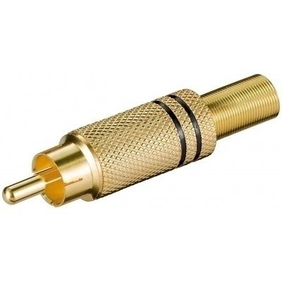 Conector RCA Macho Metal Dorado aros Negro