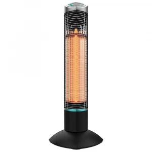 Calefactor de exterior halógeno Cecotec ReadyWarm 1000 Power Tower, 1.000 W, 2 potencias, mando a distancia, negro