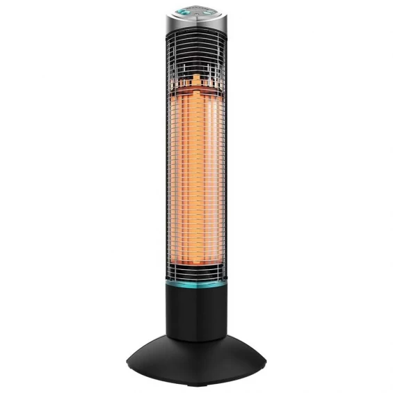 Calefactor de exterior halógeno Cecotec ReadyWarm 1000 Power Tower, 1.000 W, 2 potencias, mando a distancia, negro
