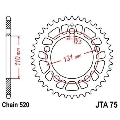 Corona JT 75 de aluminio con 45 dientes JTA75.45