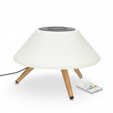 Ksix Cargador inalámbrico lámpara Omni 10W, Tecnología Qi, Altavoz Bluetooth, 7 colores, Control Remoto