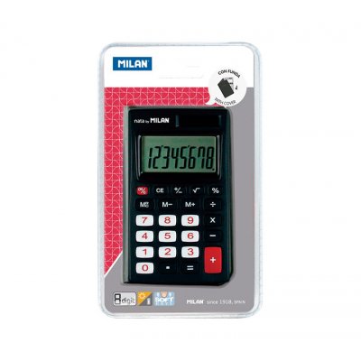 CALCULADORA 8 DIG.C/FUNDA NEGRA MILAN 150208KBL
