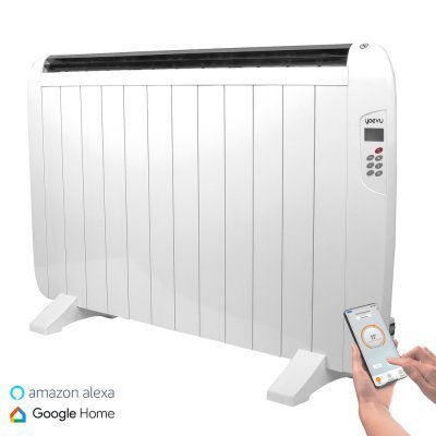Yoevu radiador eléctrico bajo consumo. 12 elementos 1800 w de pared o pie 3 modos temporizador mando a distancia pantalla led blanco