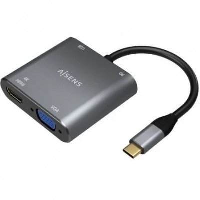 Adaptador USB Tipo-C Aisens A109-0626/ HDMI Hembra - VGA Hembra - USB Tipo-C Macho - USB Hembra - USB Tipo-C Hembra