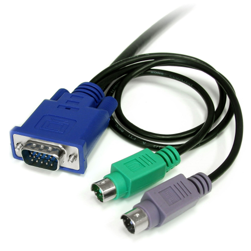 Cable KVM de 1,8m Ultra Delgado Todo en Uno VGA PS/2 PS2 HD15 - 6ft Pies 3 en 1