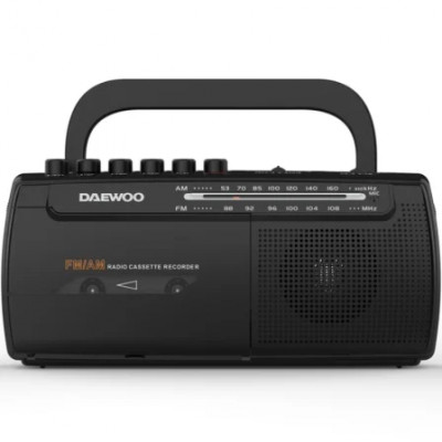Radio Cassete Daewoo DW1108/ con Cable/ a Pilas/ Negra