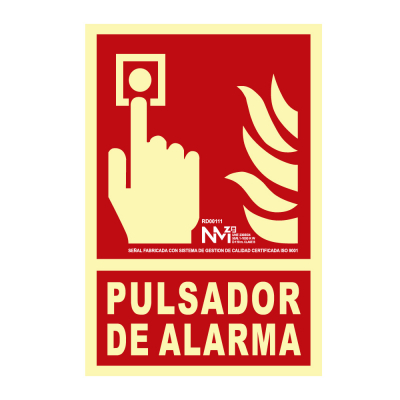 Cartel de extinción pulsador de alarma clase b (pcv 0,7mm) 21x30cm normaluz