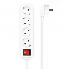 AISENS Base Multiple 4 Tomas con Interruptor con Cable 3Í?1.5mm2, Blanco, 1.4 m