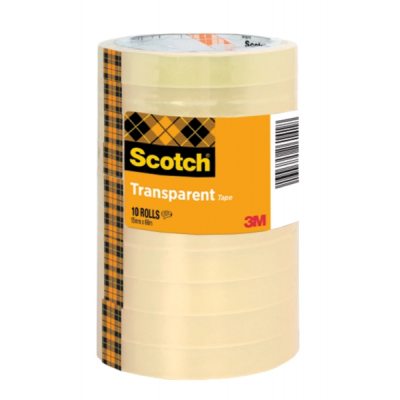 Scotch Pack de 10 Cintas Adhesivas - 15mm x 66m - Color Transparente
