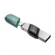 MEMORIA SANDISK 128GB IXPAND FLASH DRIVE FLIP PARA IPHONE/IPAD LIGHTNING/USB 3.1 METÁLICA CON TAPA DE PLÁSTICO