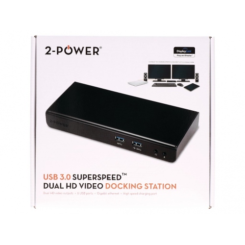 2 Power USB 3.0 Dual Display Docking Station