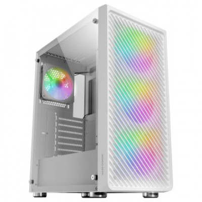 CAJA ATX SEMITORRE GAMING MARS GAMING MC-F WHITE FRONTAL METAL MESH 3 VENTILADORES ARGB 120mm +1 TRA
