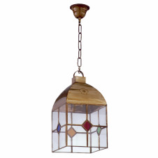 Farol Granadino 4 Caras Pequeño 1xe27 Cuero/colores REGX16X16 Cm
