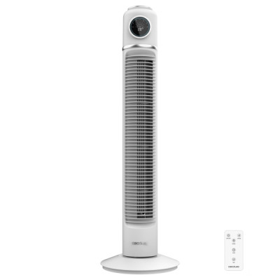 Cecotec EnergySilence 1090 Skyline Retro Smart Ventilador de Torre de 32 de Altura - 40W - Mando a Distancia - Pantalla LED - Tactil - 3 Velocidades - Temporizador - Oscilacion de 72º - Color Blanco