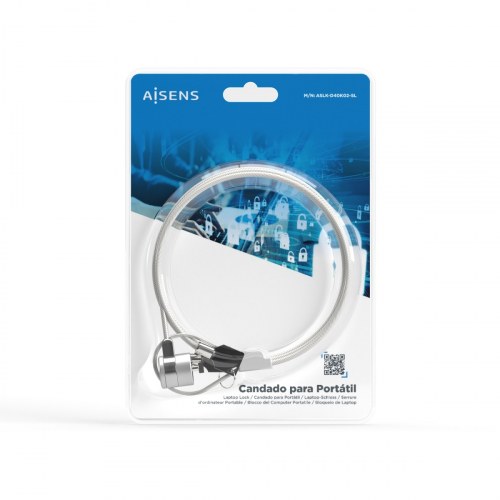 AISENS - CABLE DE SEGURIDAD CON CERRADURA DE LLAVE PARA ORDENADOR, MON