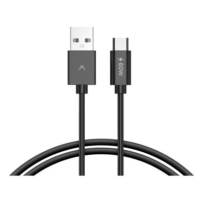 Cable de carga y datos USB-A a USB-C 60 W, USB 3.0, Compatible Power Delivery, Carga ultra rápida, 2 m, Negro