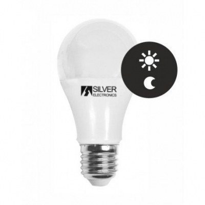 Bombilla LED E27 10W 5000K SENSOR Dia/Noche SILVER