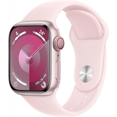 Apple Watch Series 9/ GPS/ Cellular/ 41mm/ Caja de Aluminio Rosa/ Correa Deportiva Rosa Claro M/L
