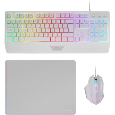 Kit Teclado + Ratón + Alfombrilla Mars Gaming MCP124 RGB Blanco