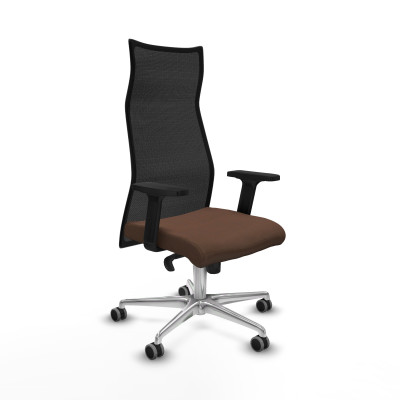 Albacete malla sincro malla negra bali marrón oscuro brazos 2D base aluminio ruedas 65mm engomadas
