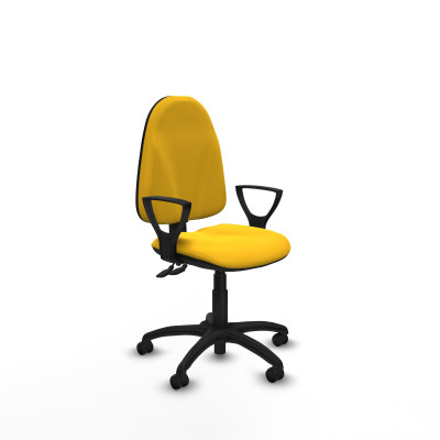 Algarra CPDM similpiel amarillo brazos fijos base poliamida ruedas autofrenantes 50mm