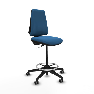 Taburete Elche CP similpiel azul claro base piramidal ruedas 65mm engomadas