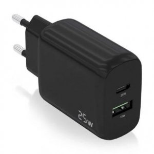 Aisens Cargador USB-C PD3.0 USB-A QC3.0 25W Negro